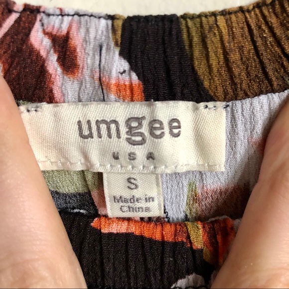 Umgee Brown Floral Off Shoulder Ruffle Jumpsuit - Picture 5 of 8